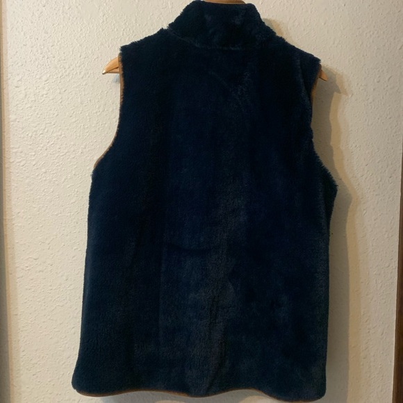 Lucky & Blessed Navy Fleece Vest with Tan Trim - So Soft! EUC - Picture 2 of 6